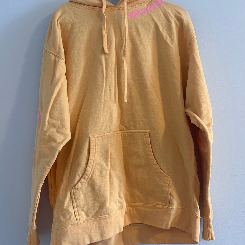 Positive Slogan Orange Hoodie with Pink Accents